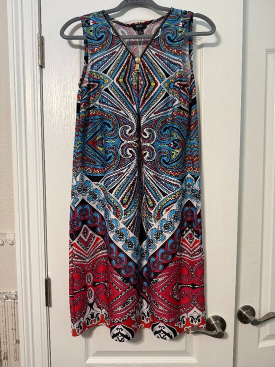 MSK Dresses & Skirts - MSK Paisley Print Boho Sleeveless Zip Front Dress, Size Medium